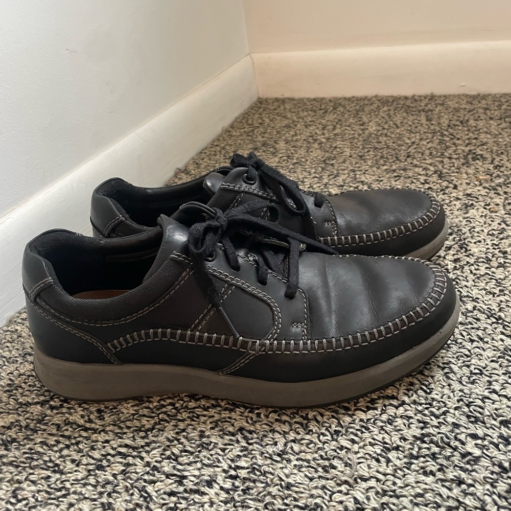 Clarks Un Trail Apron Mens Oxford Black Leather Comfort Casual Shoe Size 8